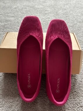 VIVAIA Margot 2.0 Flats Magenta Pink Size 10 EU 40.5 | Knit Sustainable Like New